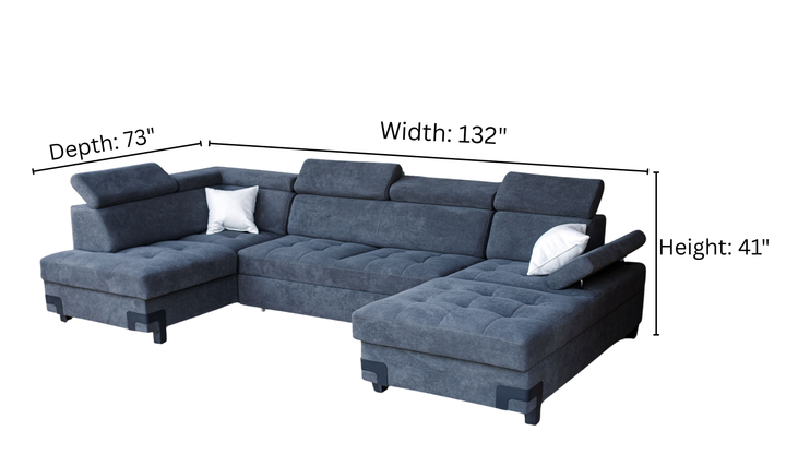 ESF Italia Gardemarin U-Shaped Sectional Sleeper Sofa with Two Storage Units