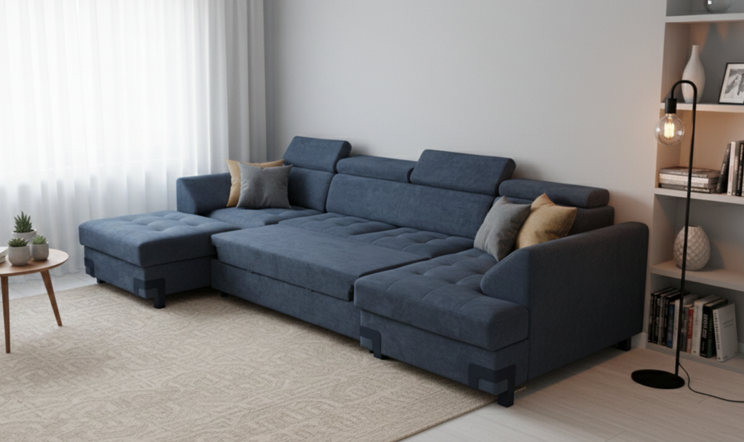 ESF Italia Gardemarin U-Shaped Sectional Sleeper Sofa with Two Storage Units