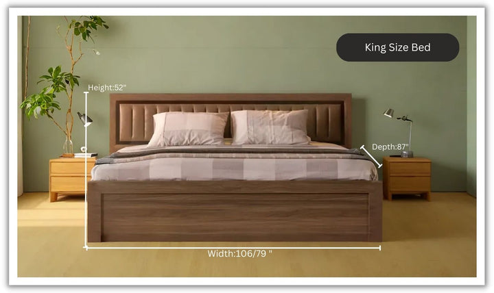 ESF Italia Lindo Brown King Size Bed With Storage and Leather Headboard