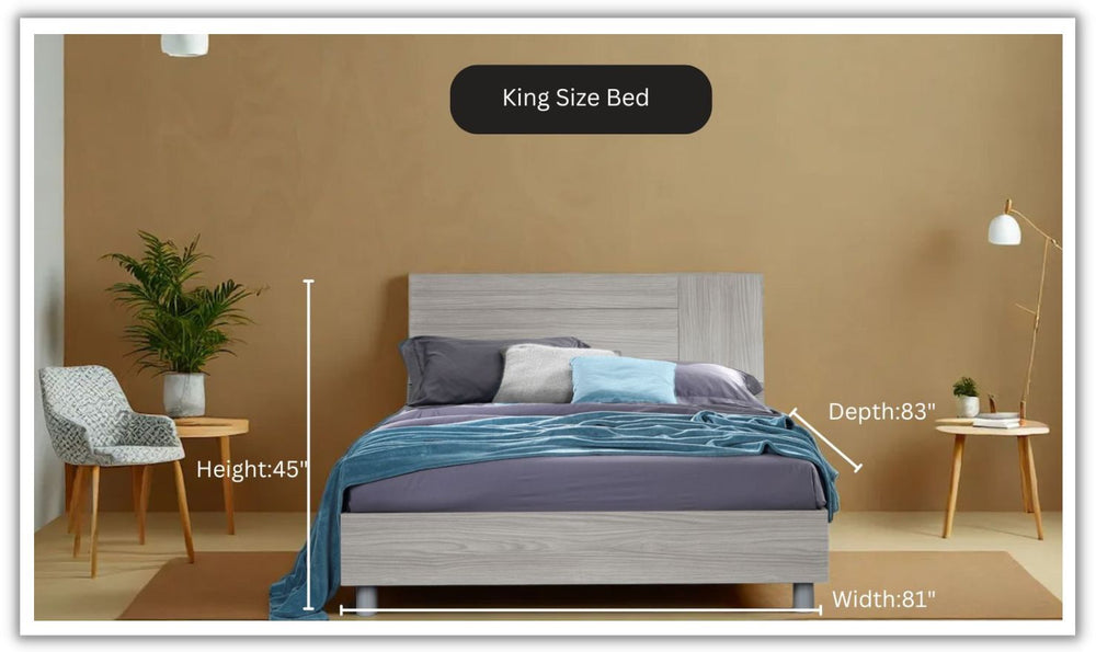 ESF Italia Linosa Beige Queen Size Bed In Mat Finish