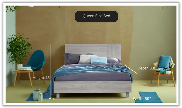 ESF Italia Linosa Beige Queen Size Bed In Mat Finish