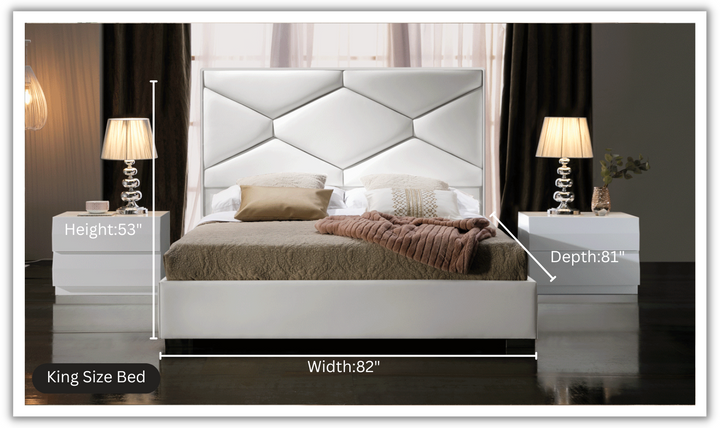 ESF Italia Martina Lux Bed With Storage In White (King/Queen Size)