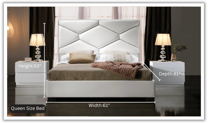 ESF Italia Martina Lux Bed With Storage In White (King/Queen Size)
