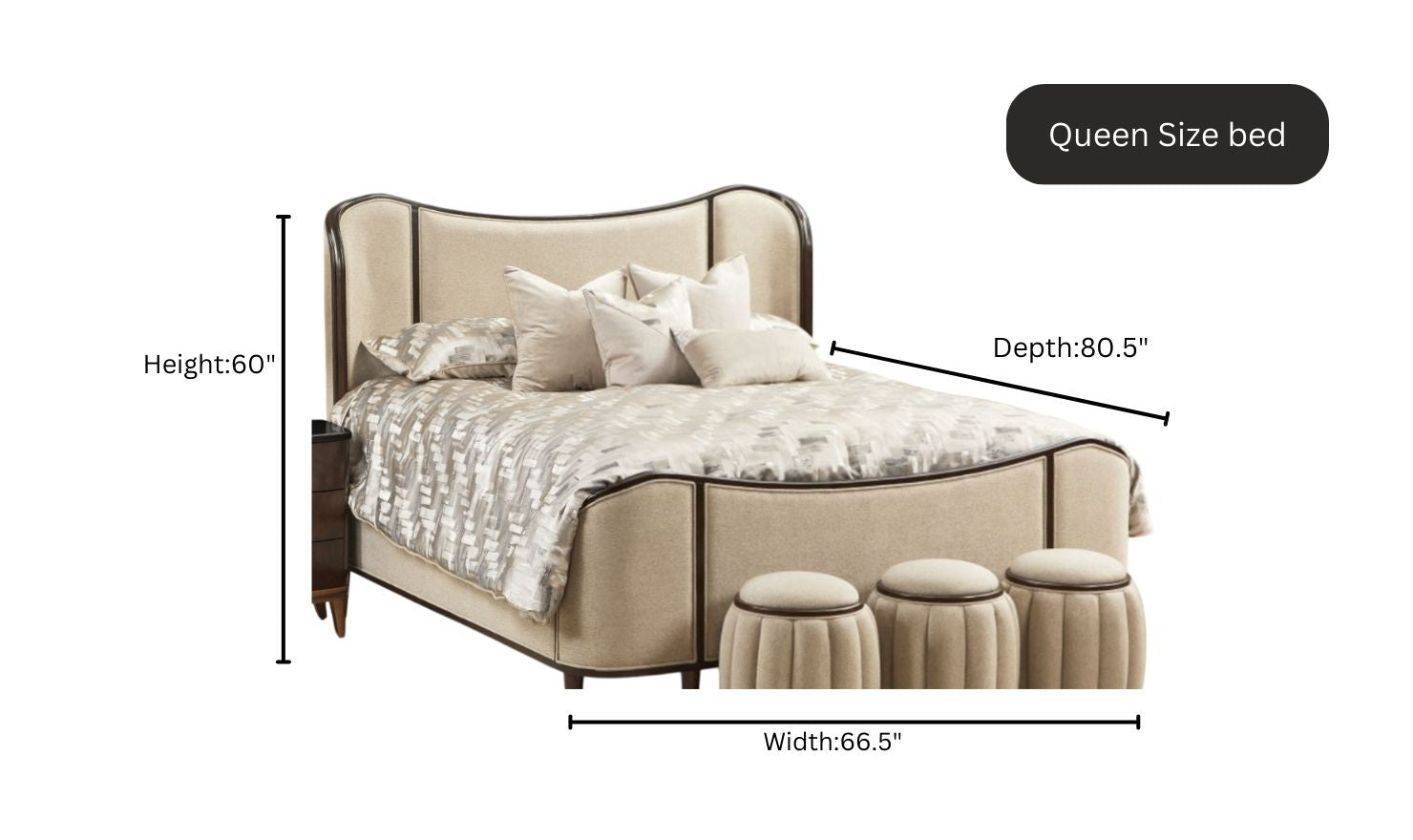 AICO Camellia Beige King/Queen Size Bed with Gray Lacquer AICO Camellia Beige King/Queen Size Bed with Gray Lacquer