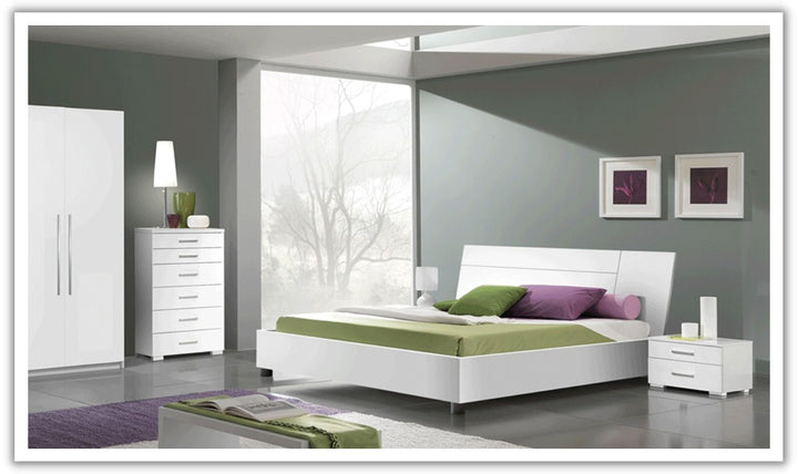 ESF Italia Panarea White Bed In King and Queen Size with Mat Finish