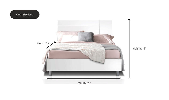 ESF Italia Panarea White Bed In King and Queen Size with Mat Finish