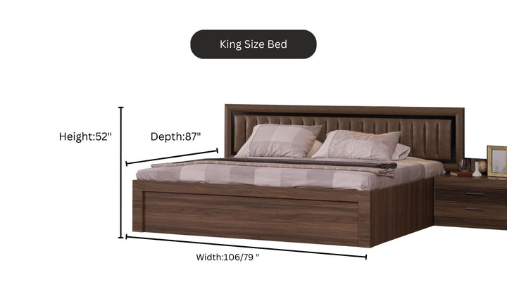 ESF Italia Lindo Brown King Size Bed With Storage and Leather Headboard
