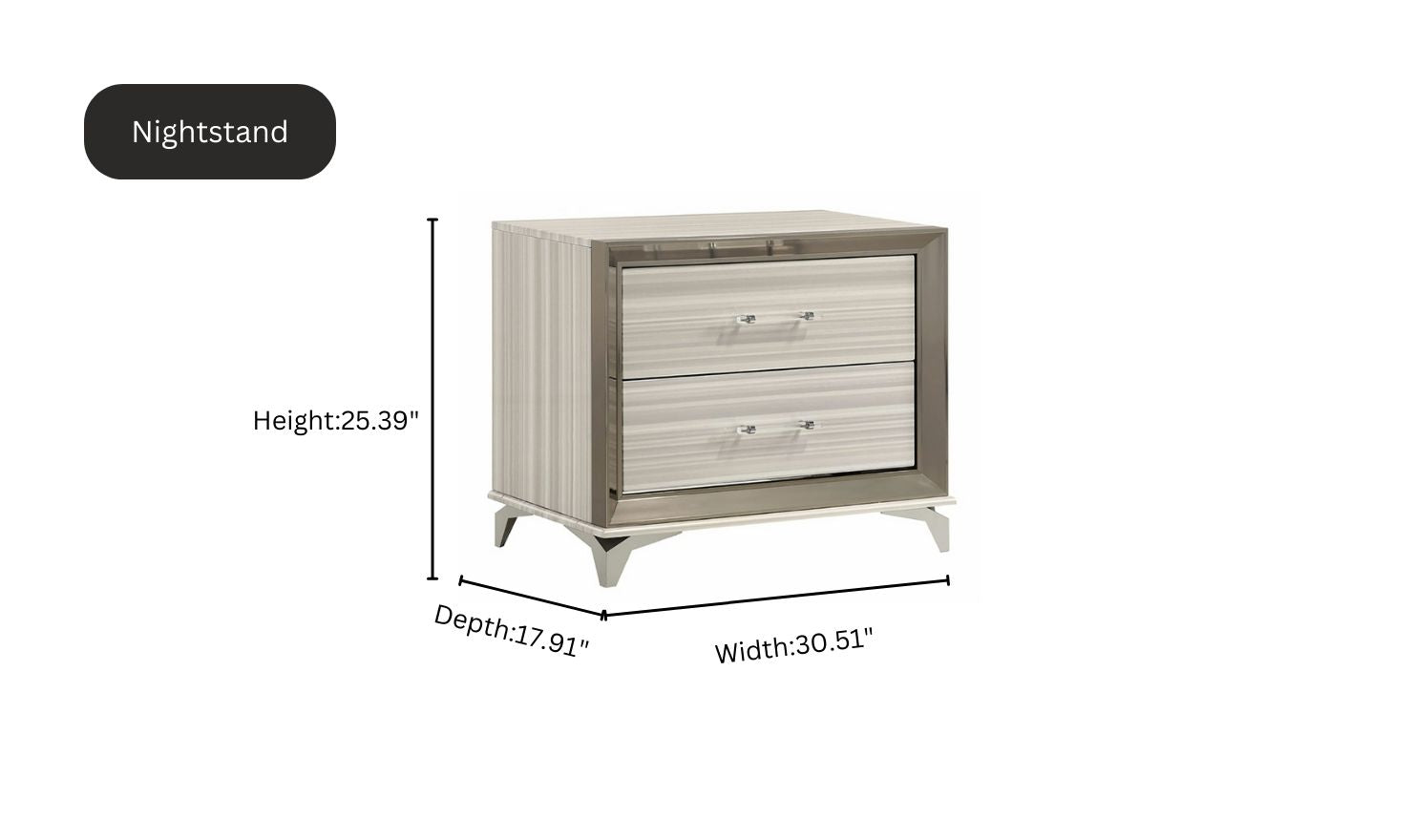Global Furniture Zambrano White Bedroom Set With LED (King / Queen size)