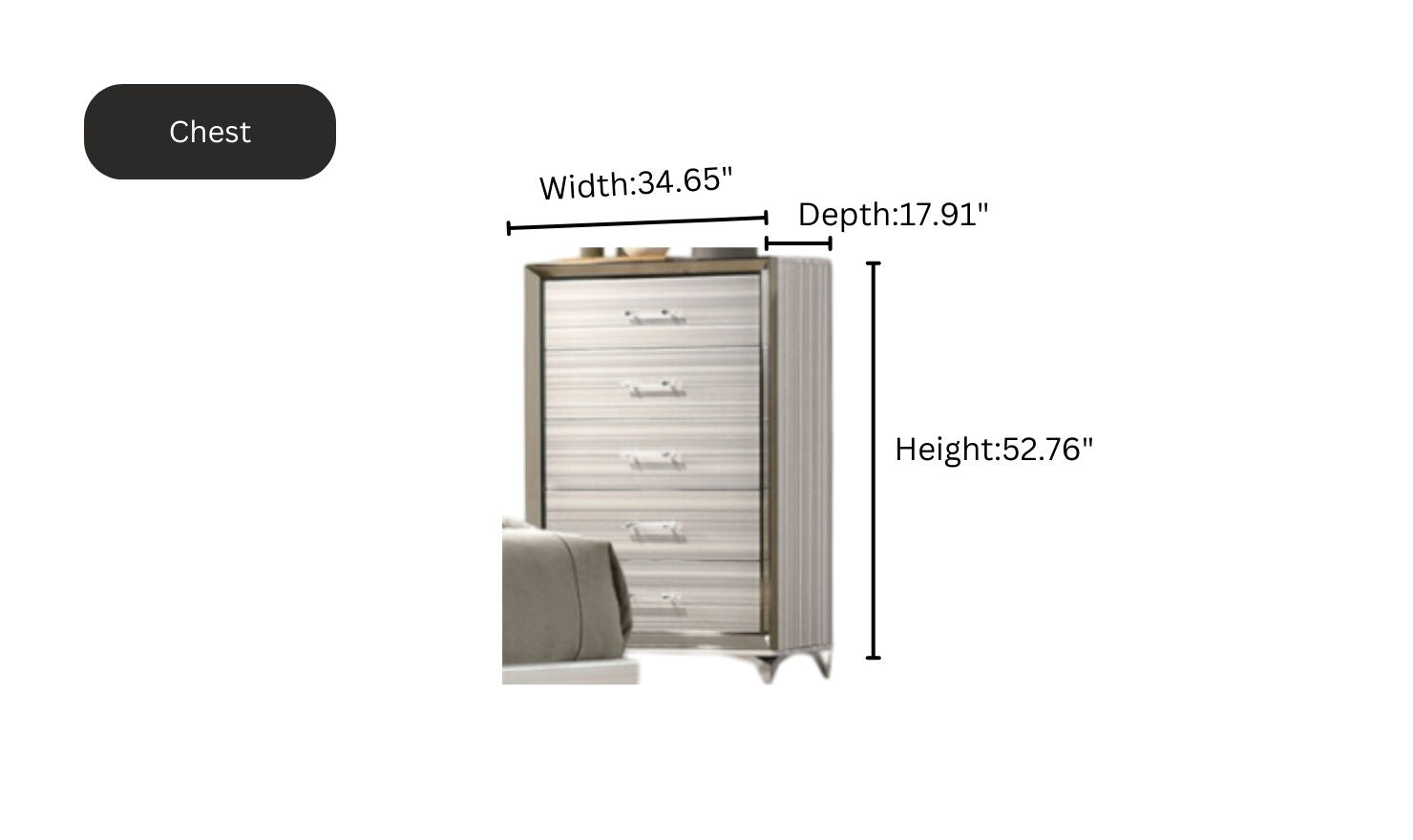 Global Furniture Zambrano White Bedroom Set With LED (King / Queen size)