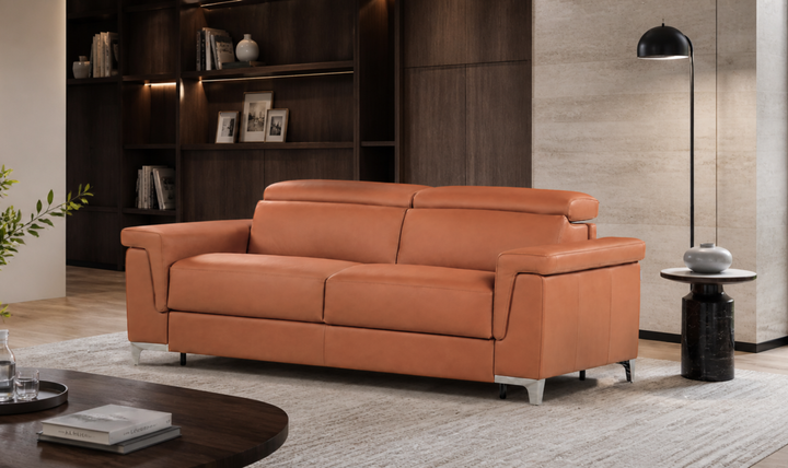 Calia Italia Eclettico Leather Power Recliner Sofa with Adjustable Headrests - Jennifer Furniture