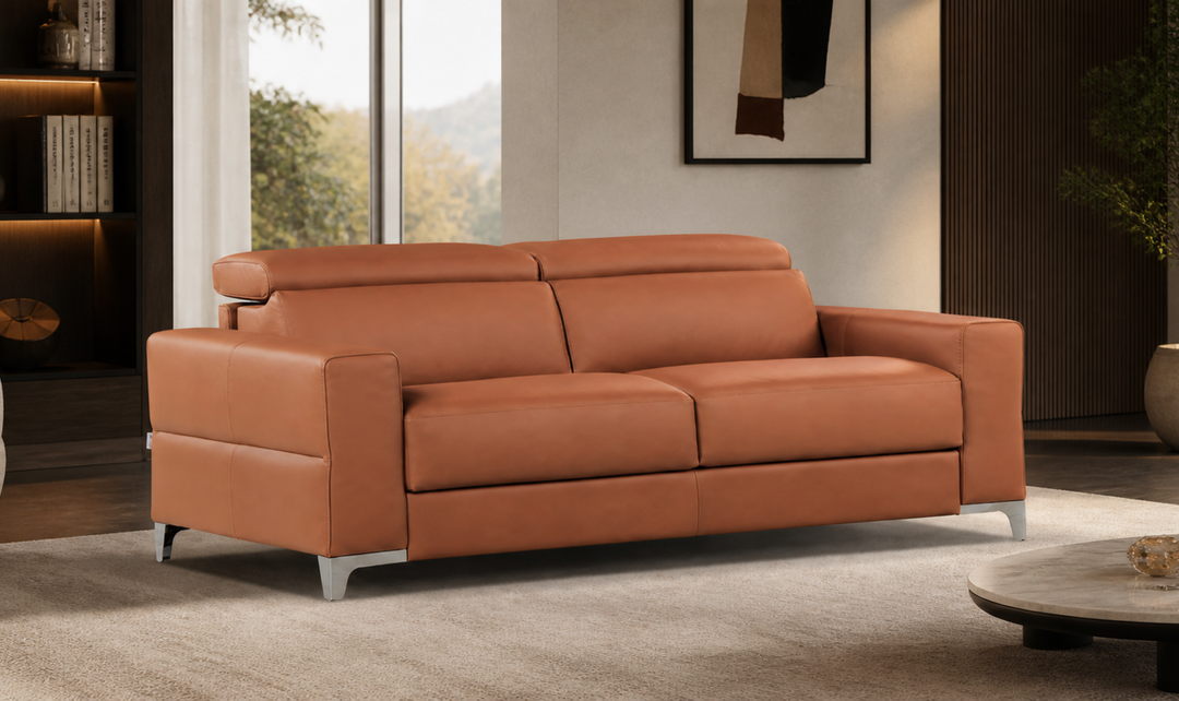 Calia Italia Eclettico Leather Power Recliner Sofa with Adjustable Headrests - Jennifer Furniture