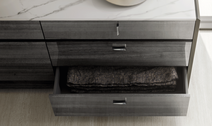 ESF Italia Vulcano 6-Drawer Dark Gray Dresser with High Gloss Finish- Jennifer Furniture