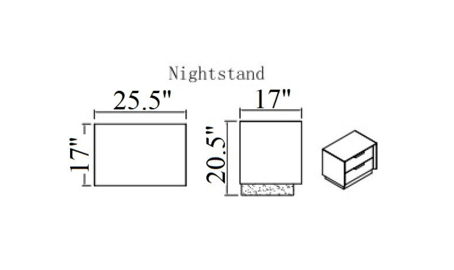Jennifer Italia Monte Leone Two Drawers Nightstand- Jennifer Furniture