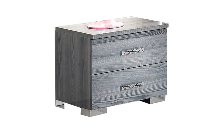 ESF Italia Nicole 2 Drawer Wooden Nightstand In Gray