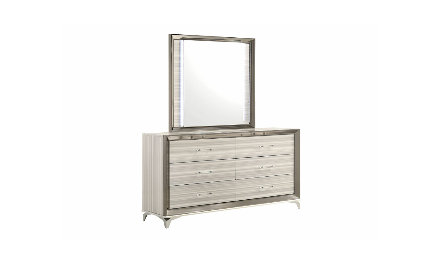 Global Furniture Zambrano White Bedroom Set With LED (King / Queen size)- Jennifer Furniture