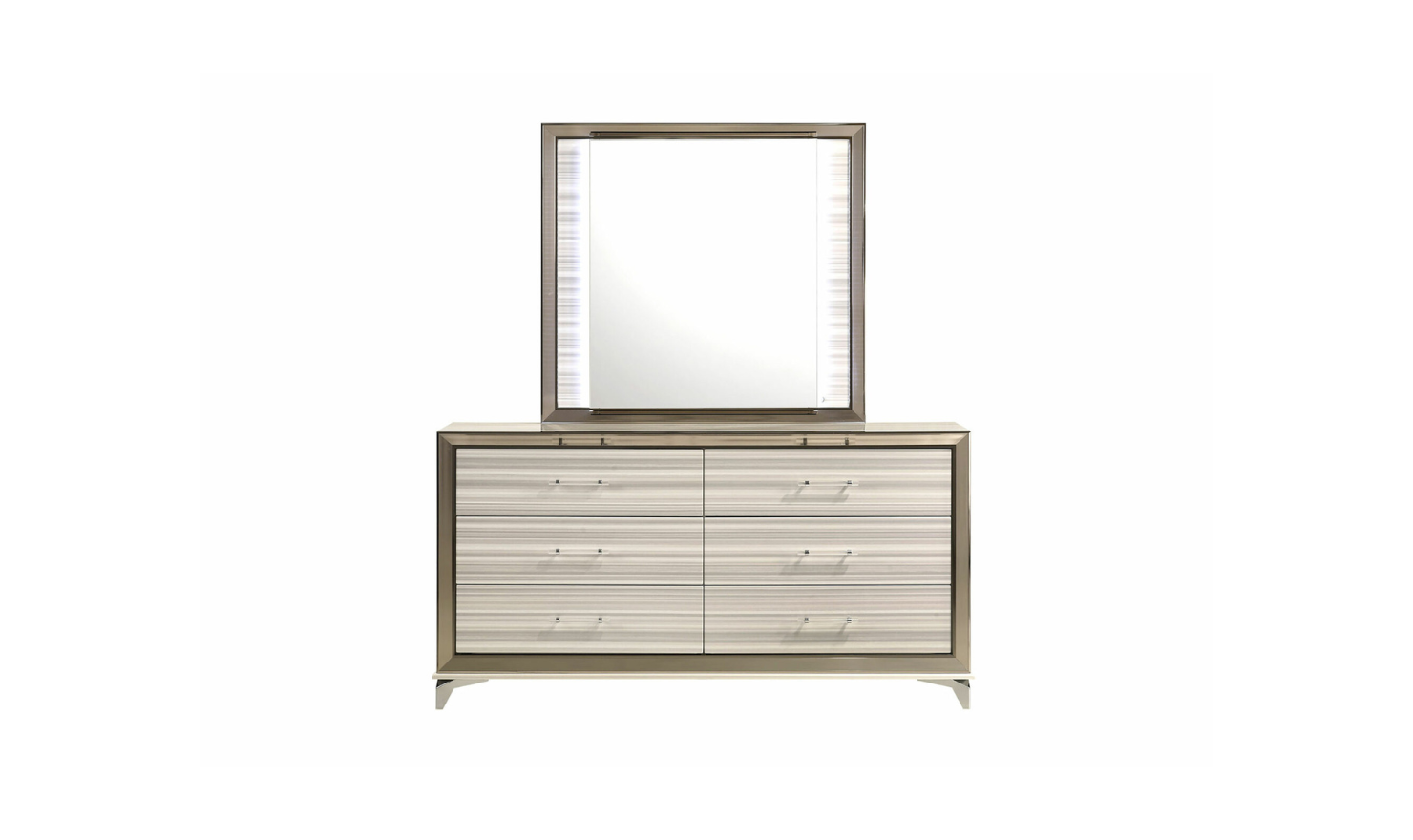Global Furniture Zambrano White Bedroom Set With LED (King / Queen size)- Jennifer Furniture