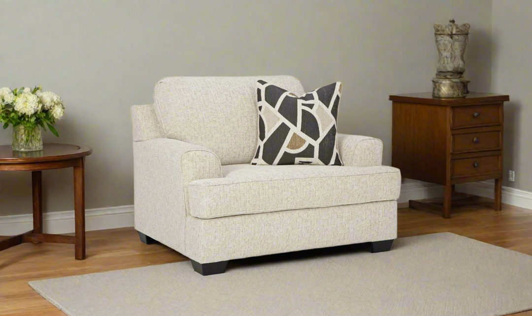 Heartcort Chair and Half in fabric with Single Pillows- Jennifer Furniture