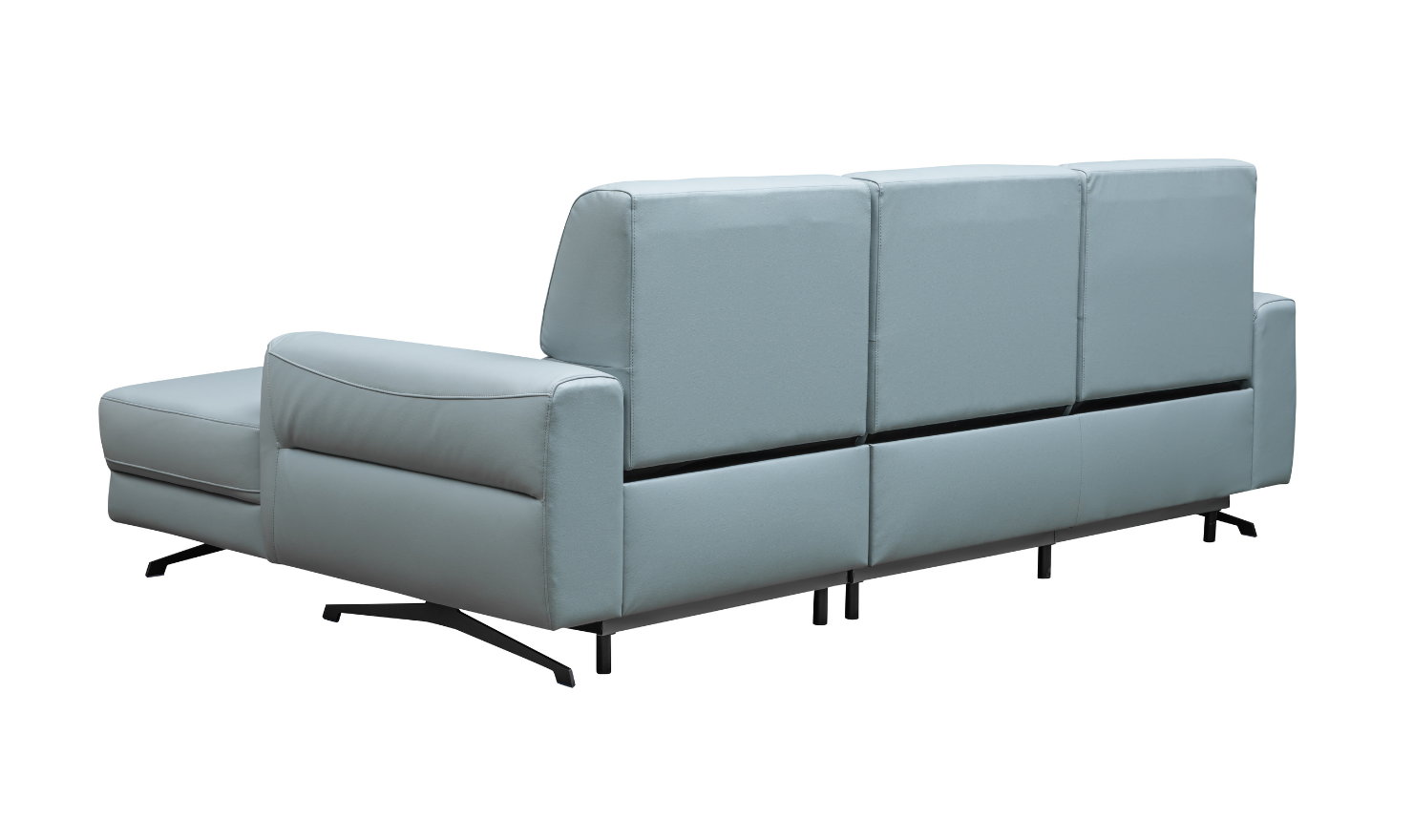 Klaussner Milano 3-Seater Leather Blue Power Recliner Sectional Sofa with USB Port