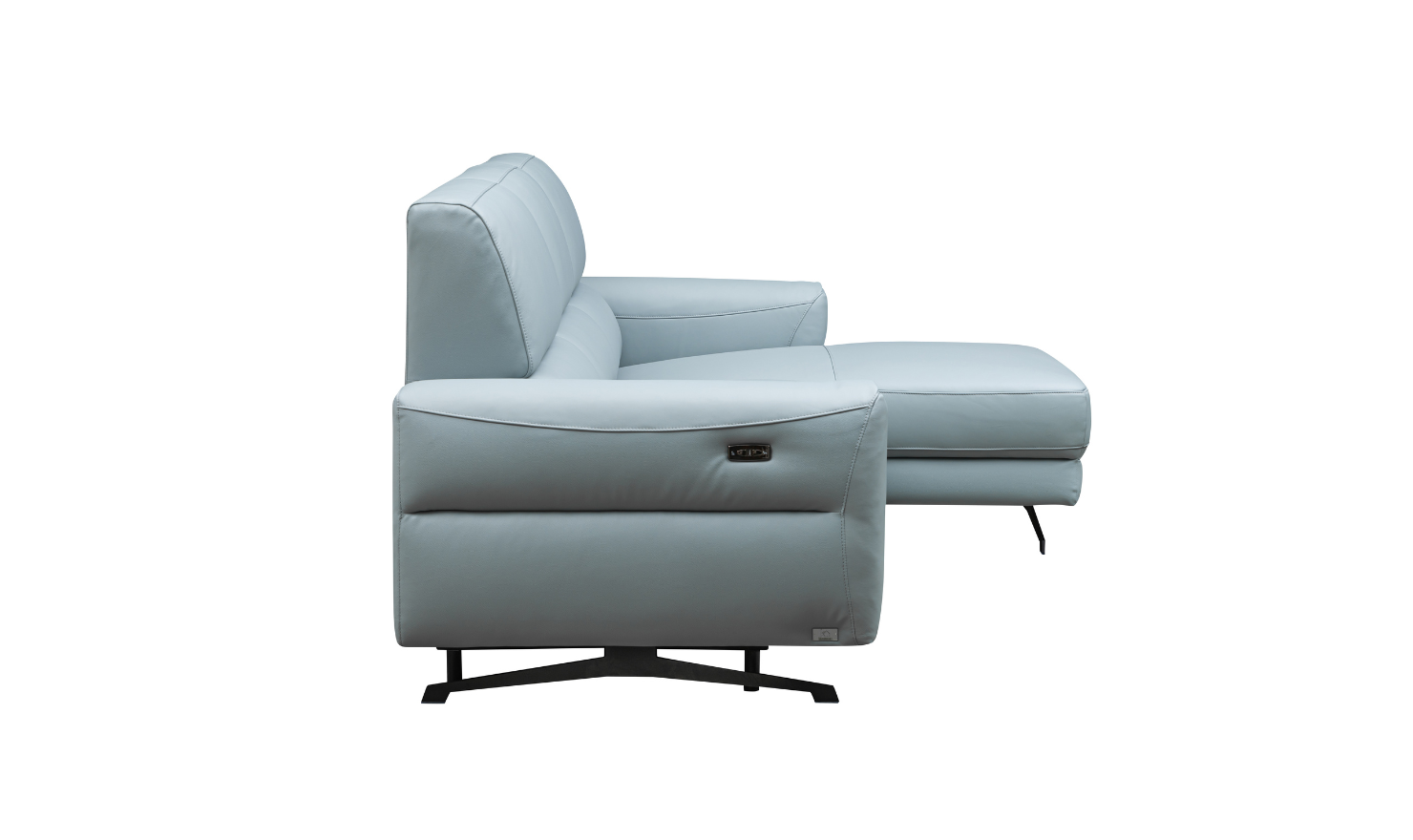 Klaussner Milano 3-Seater Leather Blue Power Recliner Sectional Sofa with USB Port