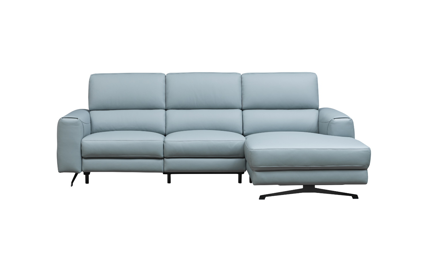 Klaussner Milano 3-Seater Leather Blue Power Recliner Sectional Sofa with USB Port