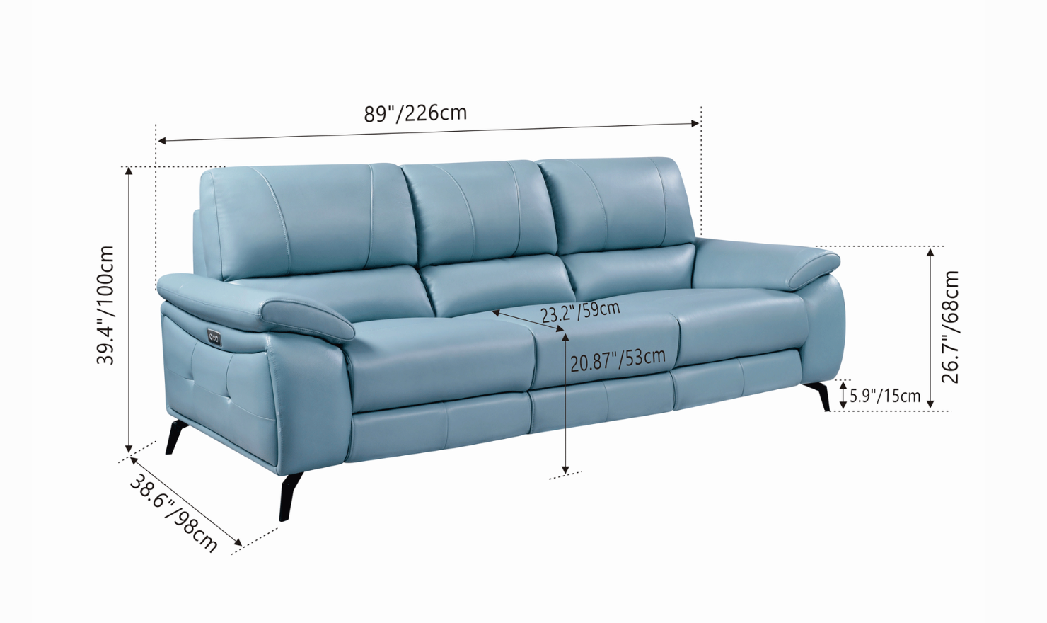 ESF Italia Jake Leather Power Reclining Living Room Set