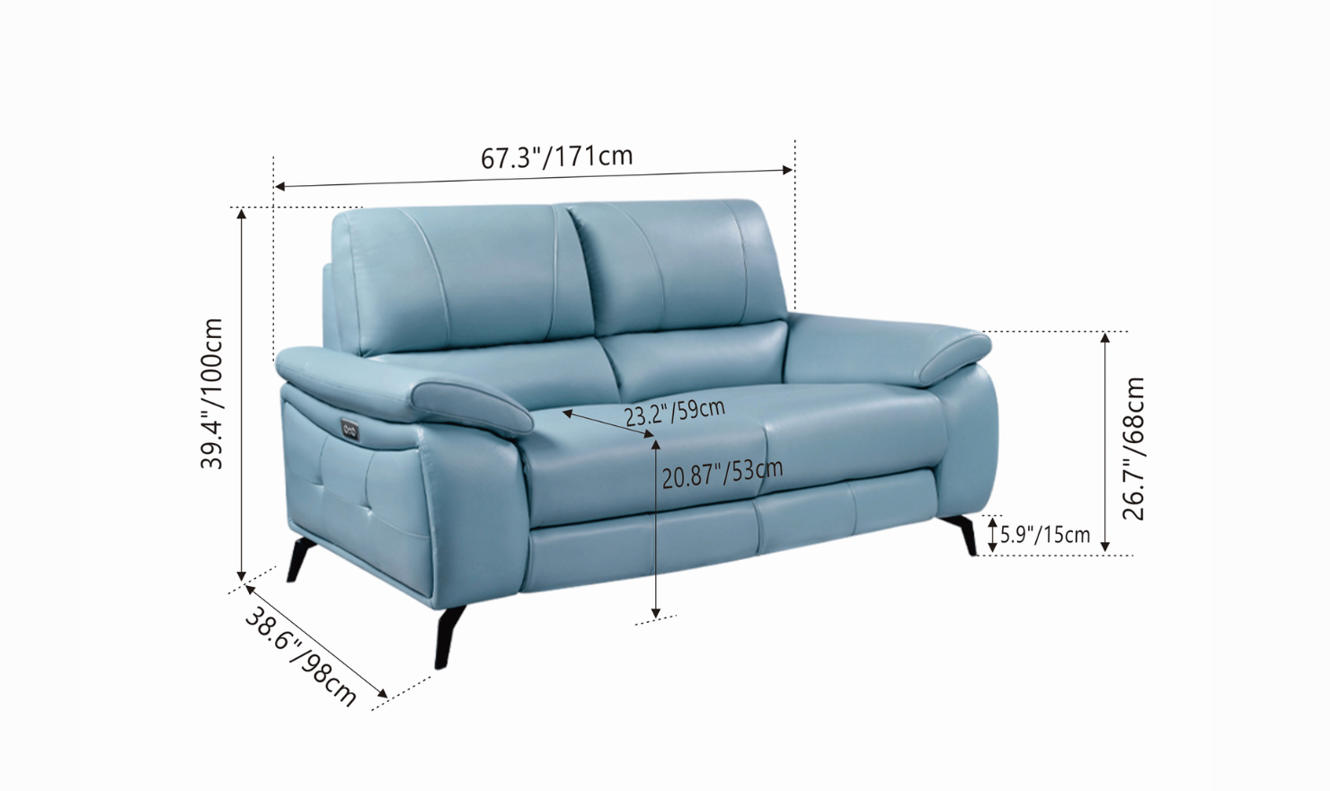 ESF Italia Jake Leather Power Reclining Living Room Set