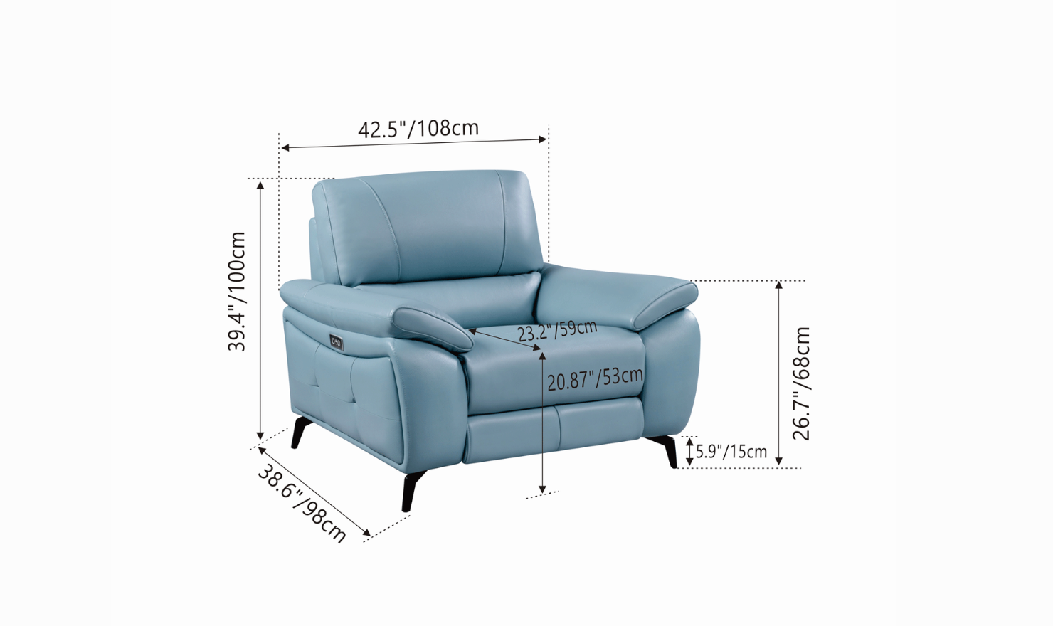 ESF Italia Jake Leather Power Reclining Living Room Set