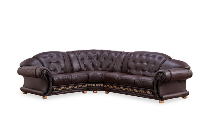 ESF Italia Apolo 6-Seater L-Shaped Leather Sectional Sofa with Rolled Arms