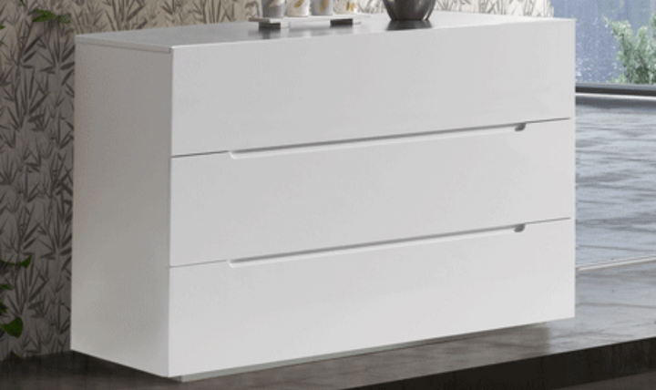 ESF Italia Max 3 Drawers Dresser in High-Gloss white Finish