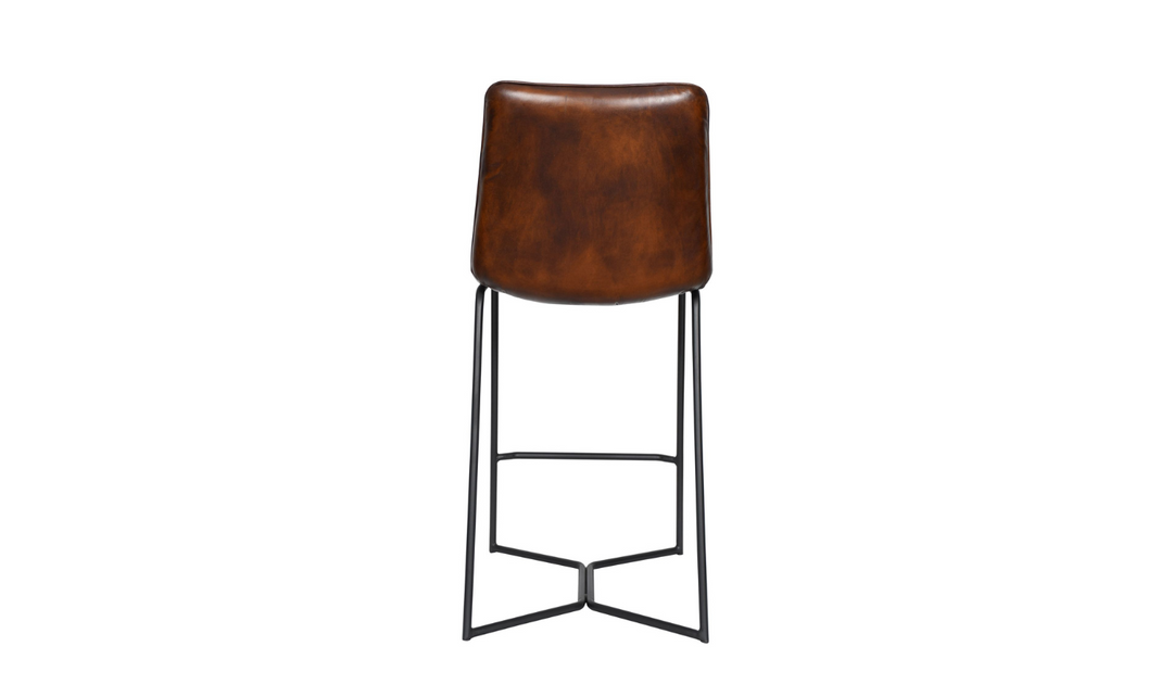 HTD Essex Morgan Leather Upholstered Counter Chair With Iron Legs