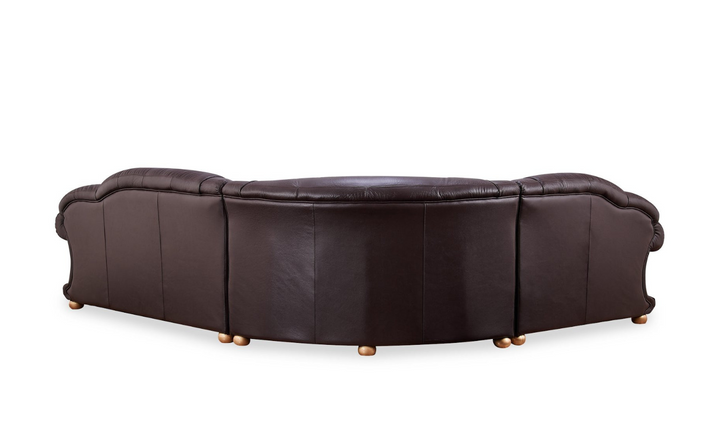 ESF Italia Apolo 6-Seater L-Shaped Leather Sectional Sofa with Rolled Arms