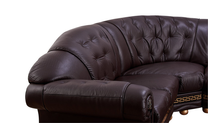 ESF Italia Apolo 6-Seater L-Shaped Leather Sectional Sofa with Rolled Arms