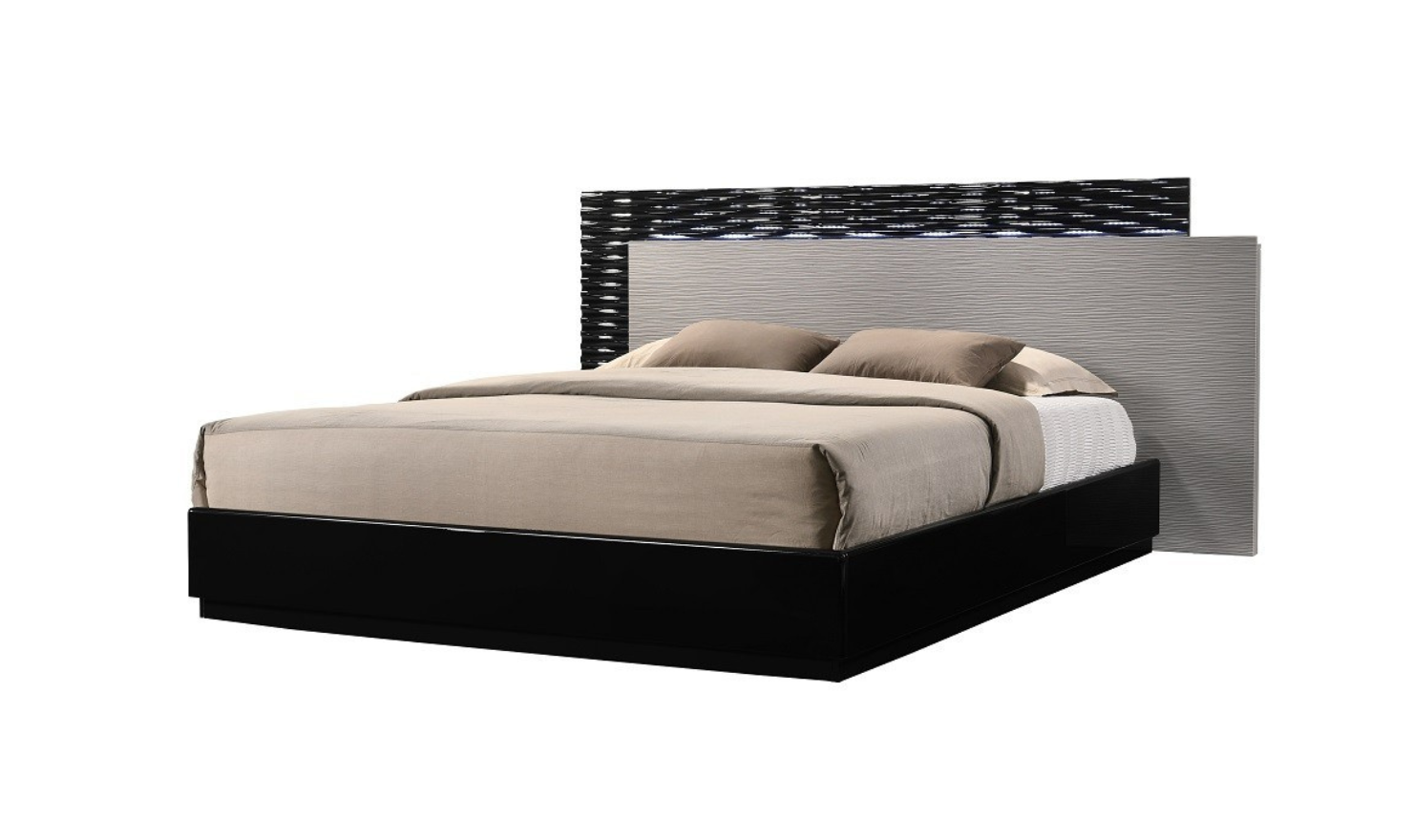 Jennifer Italia Rondo Platform Bedroom Set in Black & Gray Lacquer Finish