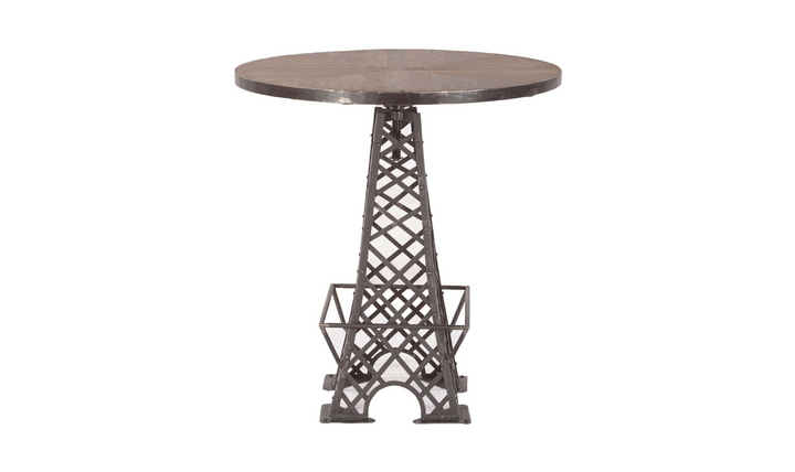 HTD Eiffel Round Teakwood Top Bistro Bar Table With Iron Base