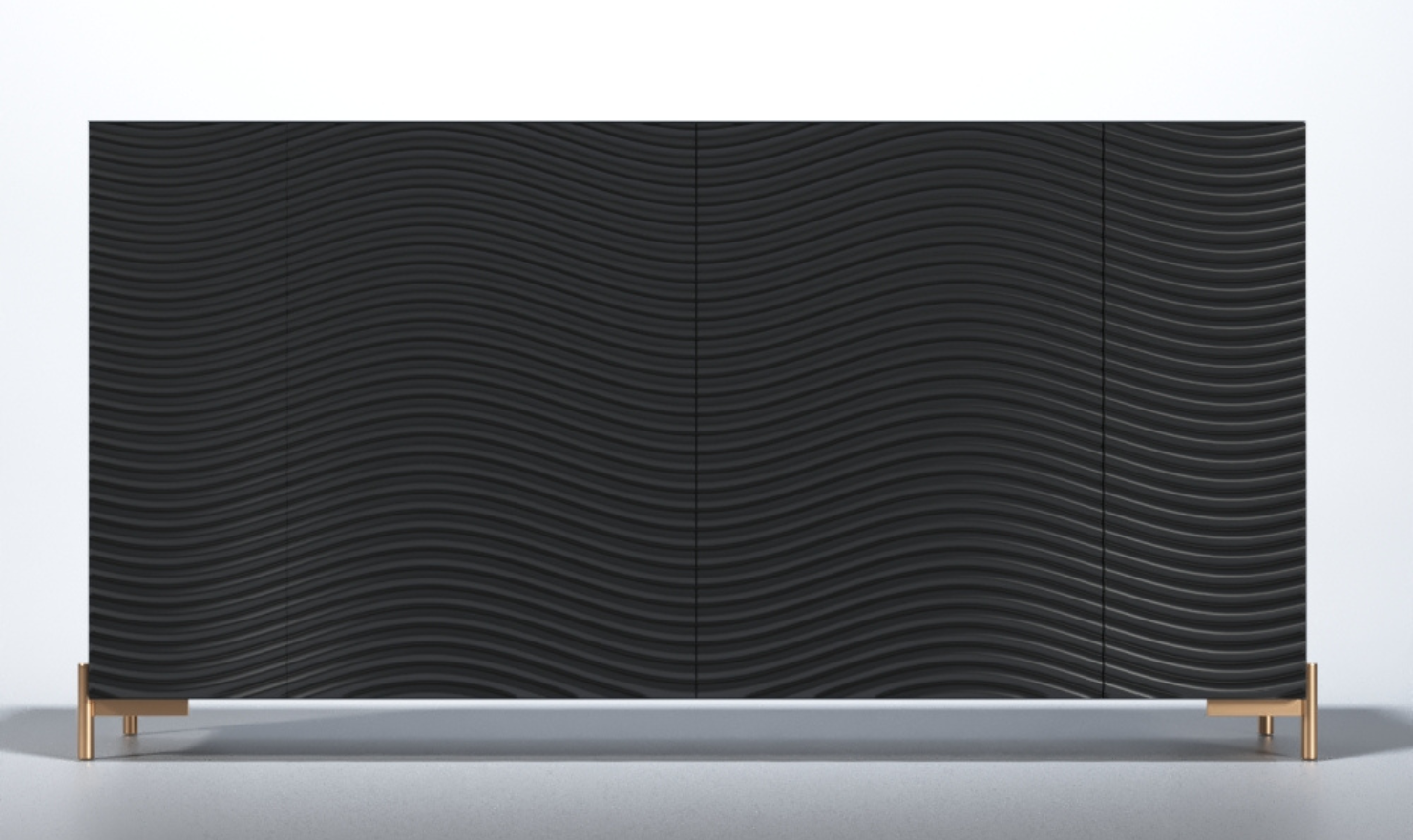 ESF Italia Wave 4 Door Wooden Rectangular Buffet In Dark Gray