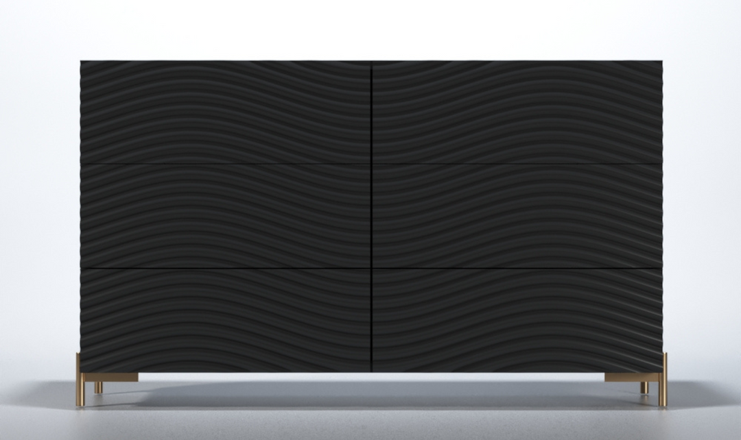 ESF Italia Wave Wooden Dresser Cabinet In Dark Gray