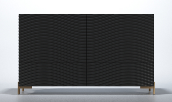 ESF Italia Wave Wooden Dresser Cabinet In Dark Gray