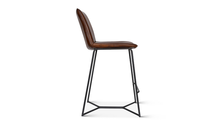 HTD Essex Morgan Leather Upholstered Counter Chair With Iron Legs