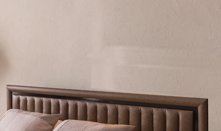 ESF Italia Lindo Brown King Size Bed With Storage and Leather Headboard
