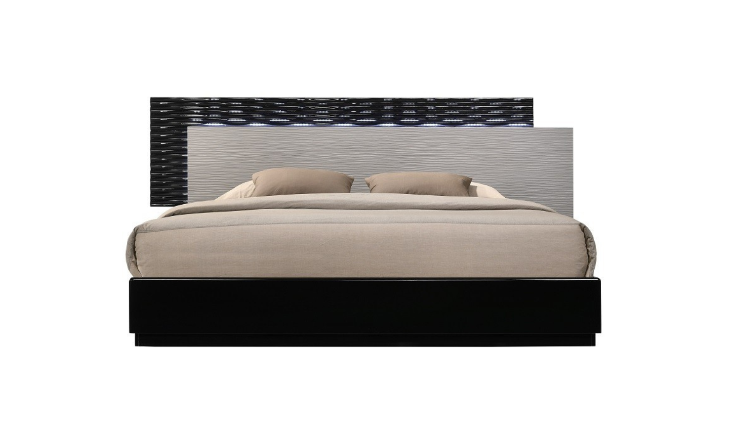 Jennifer Italia Rondo Platform Bedroom Set in Black & Gray Lacquer Finish