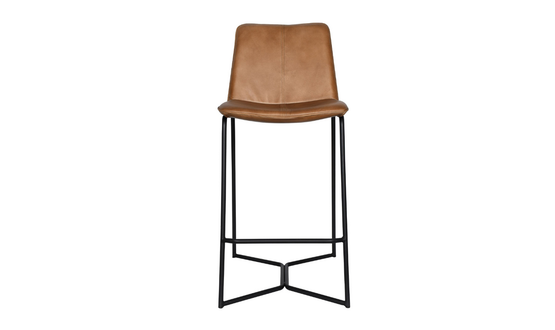 HTD Essex Morgan Leather Upholstered Counter Chair With Iron Legs