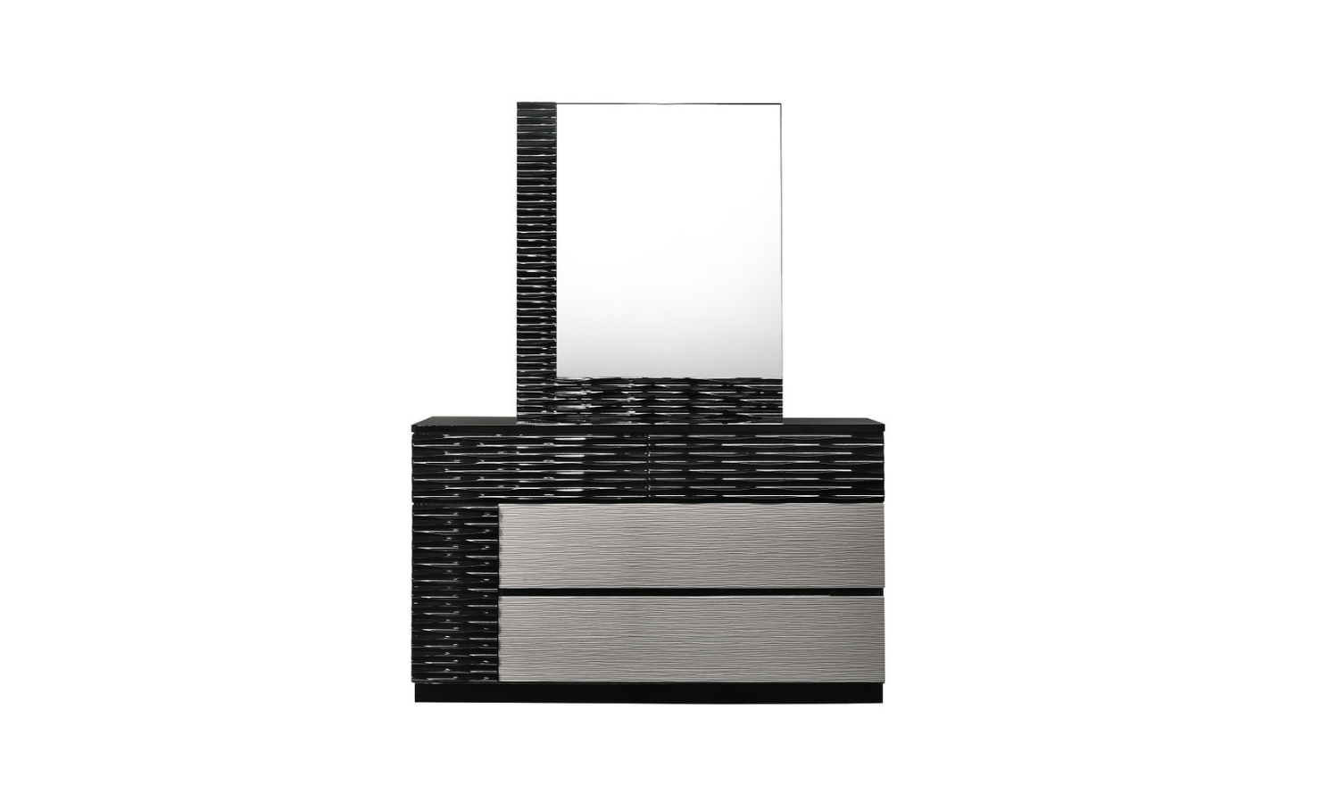 Jennifer Italia Rondo Platform Bedroom Set in Black & Gray Lacquer Finish