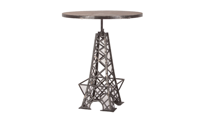 HTD Eiffel Round Teakwood Top Bistro Bar Table With Iron Base