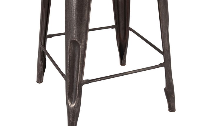 HTD Eiffel Iron Base Barstool With Teakwood Top