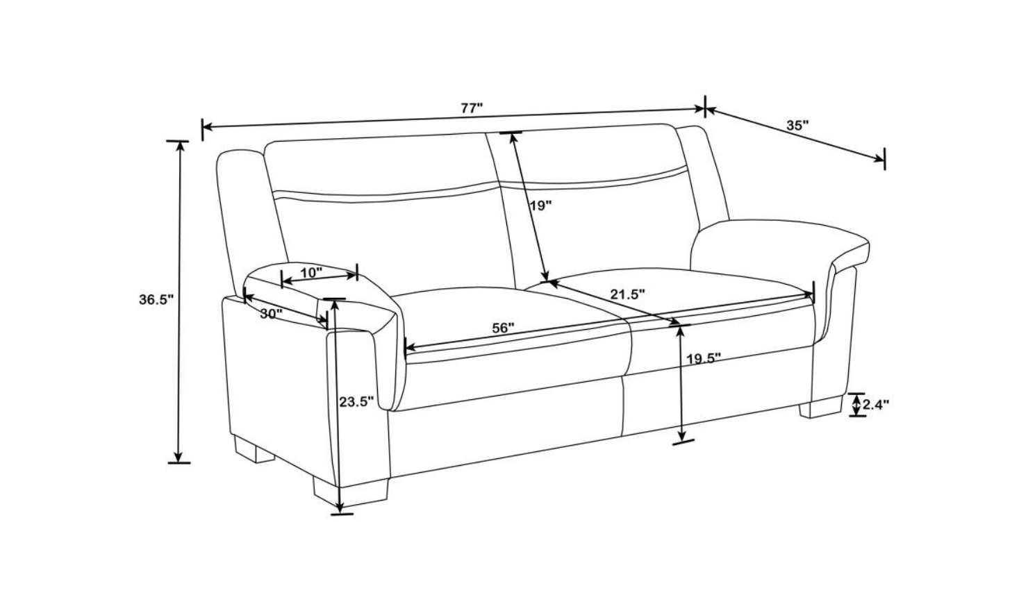 Coaster Arabella 2-Seater Stationary Sofa