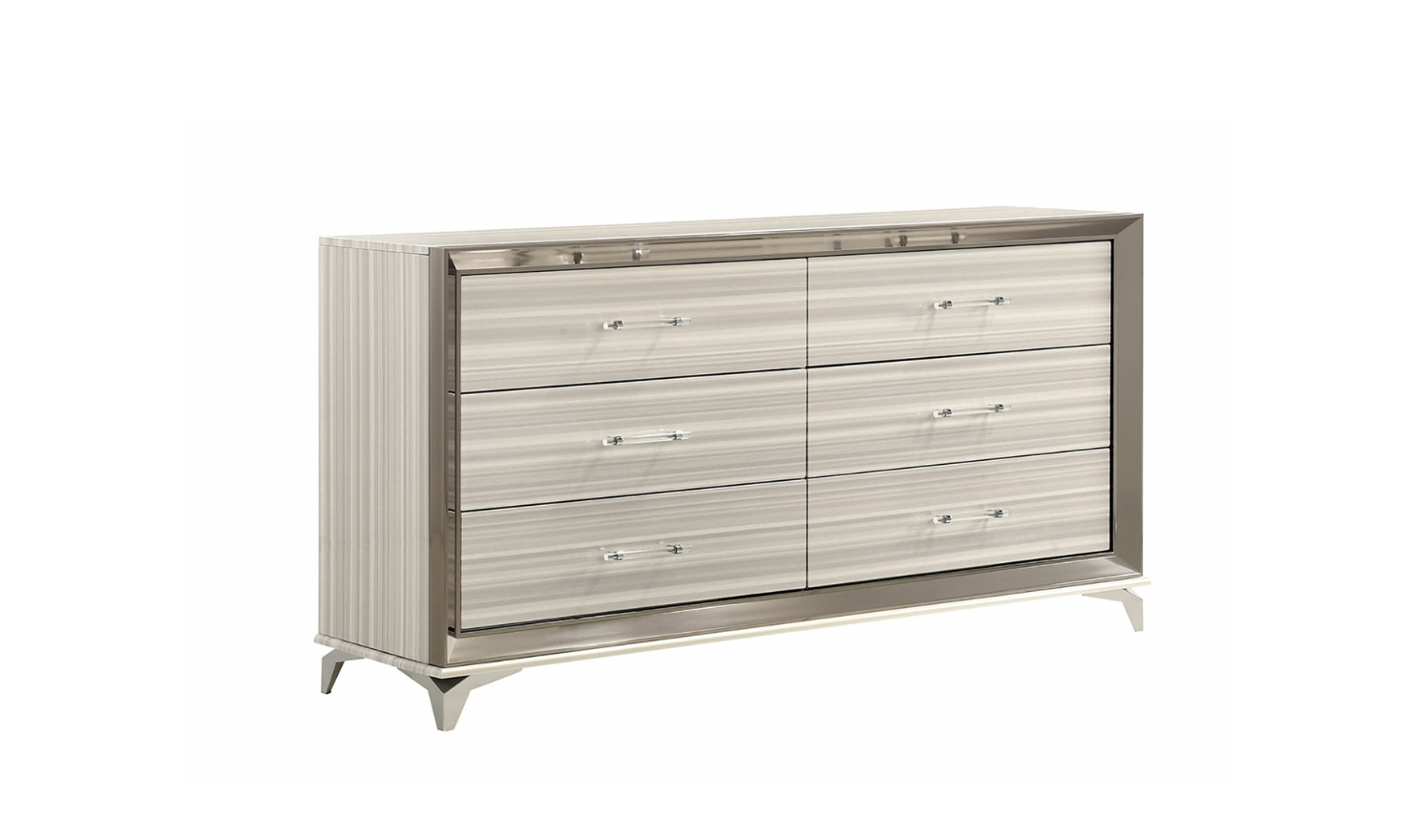 Global Furniture Zambrano White Bedroom Set With LED (King / Queen size)- Jennifer Furniture