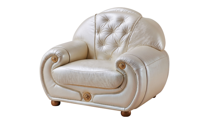 ESF Italia Giza Leather Chair with Tufted Back In Beige