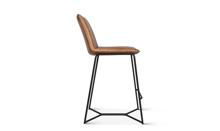 HTD Essex Morgan Leather Upholstered Counter Chair With Iron Legs