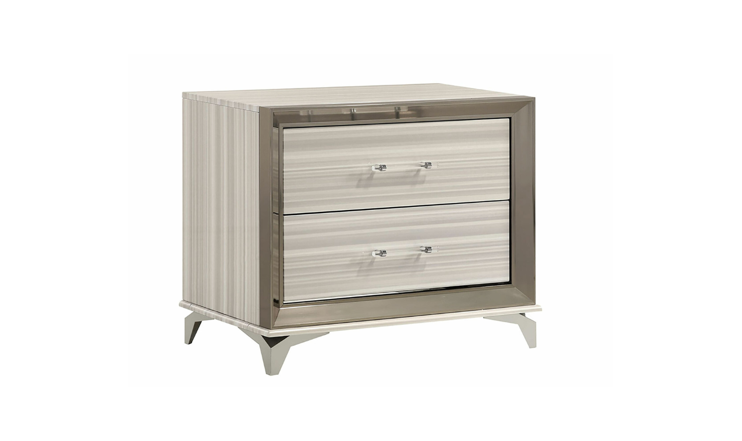 Global Furniture Zambrano White Bedroom Set With LED (King / Queen size)- Jennifer Furniture
