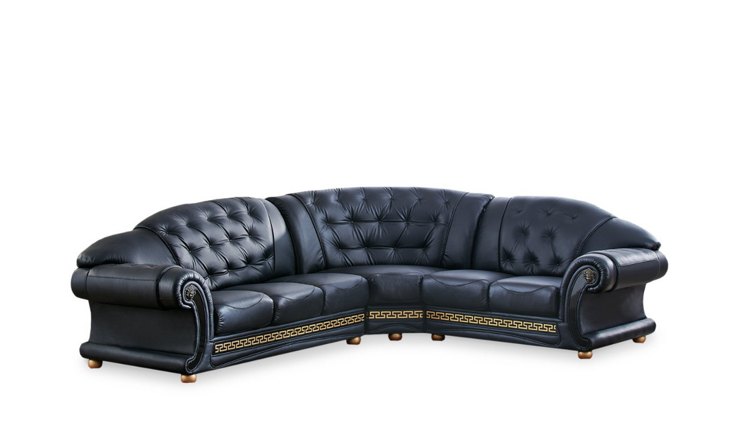 ESF Italia Apolo 6-Seater L-Shaped Leather Sectional Sofa with Rolled Arms- Jennifer Furniture